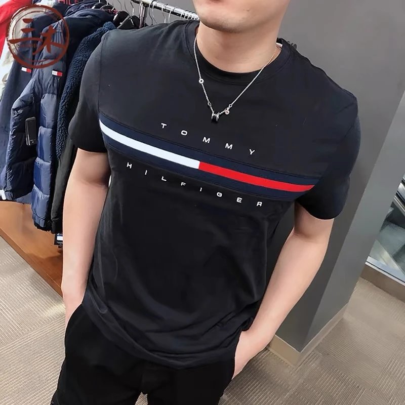 夏季男士短袖运动休闲纯棉大码经典圆领纯棉T恤打底衫-CY