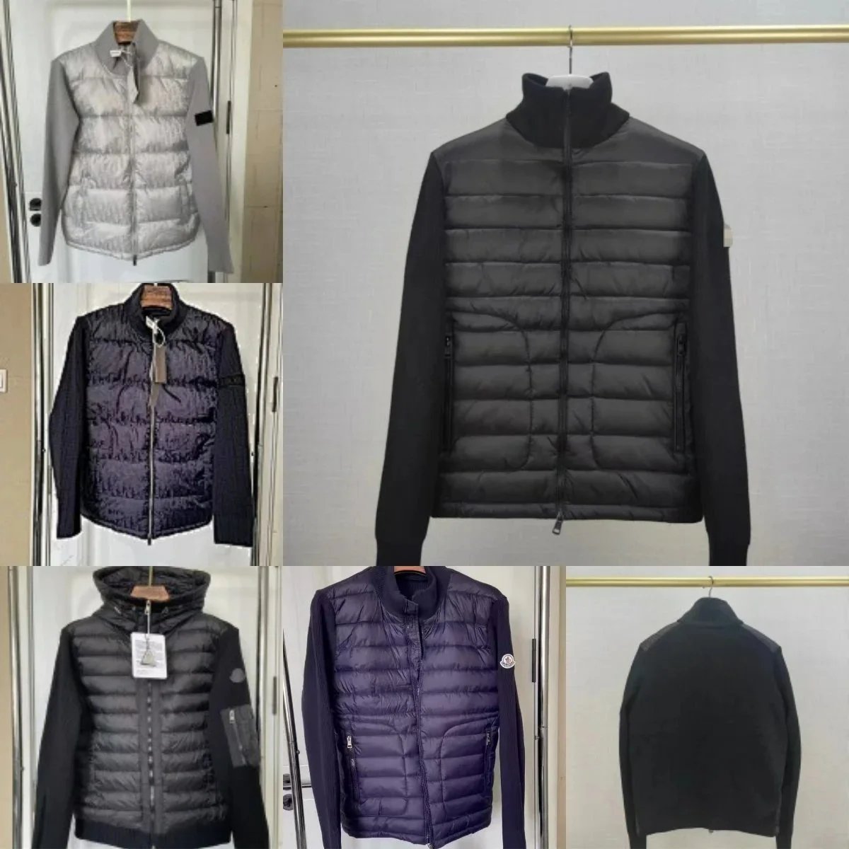 Comfortableandwarmdownjackets09拼接针织羽绒外套
